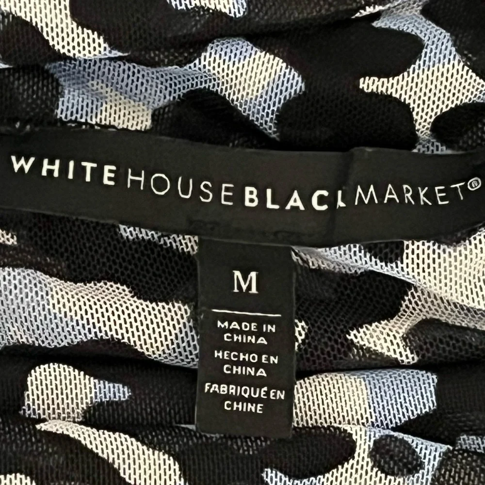 White House Black Market Chic blue Long Sleeve edgy sheer Mesh cowl Turtleneck - Picture 3 of 8